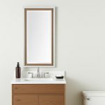 Homeroots - 53" White And Natural Framed Bathroom Vanity Mirror