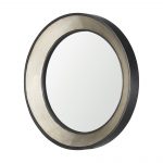 Homeroots - 22" Champagne And Dark Brown Metal And Solid Wood Round Framed Accent Mirror - Image 2