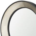 Homeroots - 22" Champagne And Dark Brown Metal And Solid Wood Round Framed Accent Mirror - Image 3
