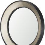Homeroots - 22" Champagne And Dark Brown Metal And Solid Wood Round Framed Accent Mirror - Image 4