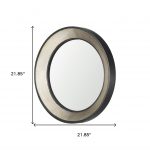 Homeroots - 22" Champagne And Dark Brown Metal And Solid Wood Round Framed Accent Mirror - Image 5