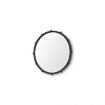 Homeroots - 25" Black Metal Beaded Round Framed Accent Mirror - Image 2