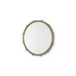 Homeroots - 25" Gold Metal Beaded Round Framed Accent Mirror