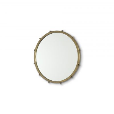 Homeroots - 25" Gold Metal Beaded Round Framed Accent Mirror