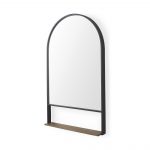 Homeroots - 40" Black Metal Arch Framed Accent Mirror With Shelf - Image 2