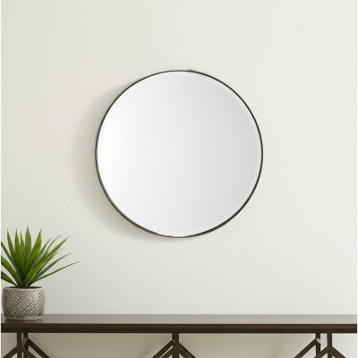Homeroots - 24" Gold Metal Round Framed Accent Mirror