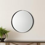 Homeroots - 24" Black Metal Round Framed Accent Mirror