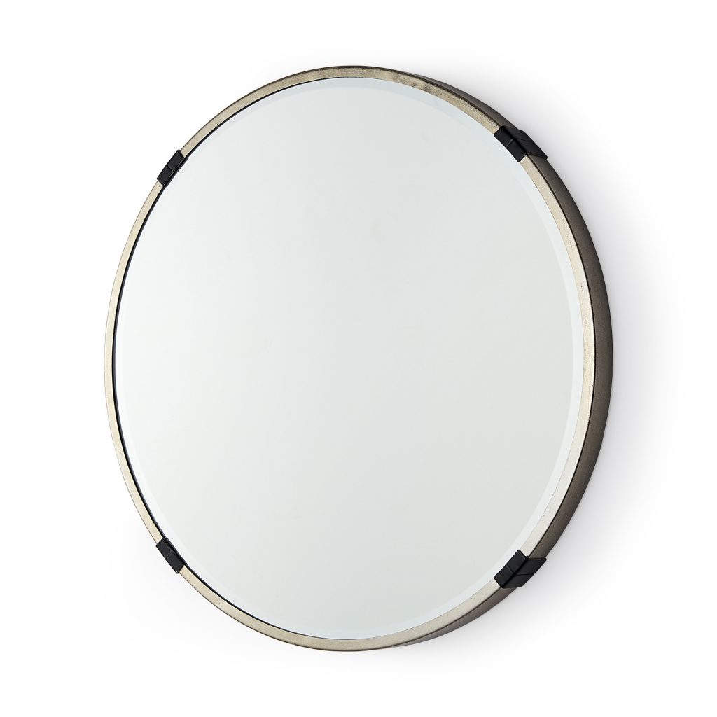 Homeroots - 24" Gold And Black Metal Round Framed Accent Mirror