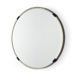 Homeroots - 24" Gold And Black Metal Round Framed Accent Mirror