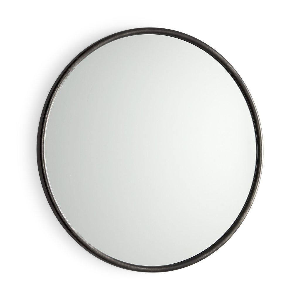 Homeroots - 36" Black Metal Round Framed Accent Mirror