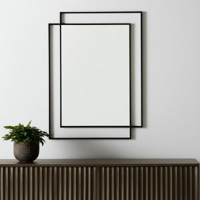 Homeroots - 43" Gray Metal Double Frame Accent Mirror