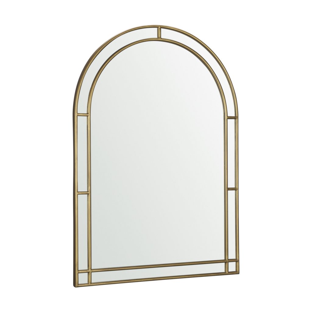 Homeroots - 48" Gold Metal Double Arch Framed Accent Mirror