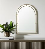 Homeroots - 48" Gold Metal Double Arch Framed Accent Mirror