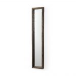 Homeroots - 12" Brown Solid Wood Framed Accent Mirror
