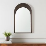 Homeroots - 48" Brown Solid Wood Arch Framed Accent Mirror