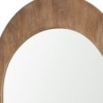 Homeroots - 48" Light Brown Solid Wood Arch Framed Accent Mirror - Image 3