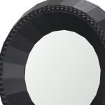 Homeroots - 30" Black Solid Wood Faceted And Beaded Round Framed Accent Mirror - Image 3