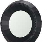 Homeroots - 30" Black Solid Wood Faceted And Beaded Round Framed Accent Mirror - Image 4