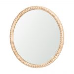 Homeroots - 30" Natural Solid Wood Beaded Round Framed Accent Mirror - Image 2