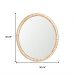 Homeroots - 30" Natural Solid Wood Beaded Round Framed Accent Mirror - Image 5