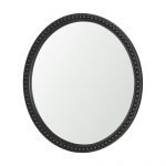 Homeroots - 30" Black Solid Wood Beaded Round Framed Accent Mirror - Image 2