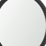 Homeroots - 30" Black Solid Wood Beaded Round Framed Accent Mirror - Image 3