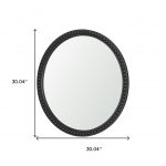 Homeroots - 30" Black Solid Wood Beaded Round Framed Accent Mirror - Image 5