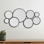 Homeroots - Set Of Eight Black Metal Round Cojoined Accent Mirrors
