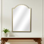 Homeroots - 32" Gold Metal Beaded Arch Accent Mirror