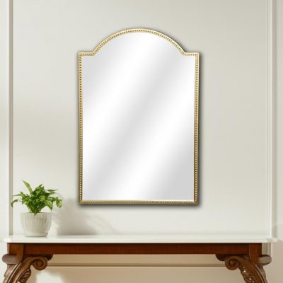 Homeroots - 32" Gold Metal Beaded Arch Accent Mirror