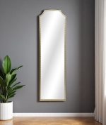 Homeroots - 64" Gold Metal Beaded Arch Full Length Hanging Mirror