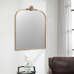 Homeroots - 31" Gold Metal Art Deco Arch Accent Mirror - Image 9