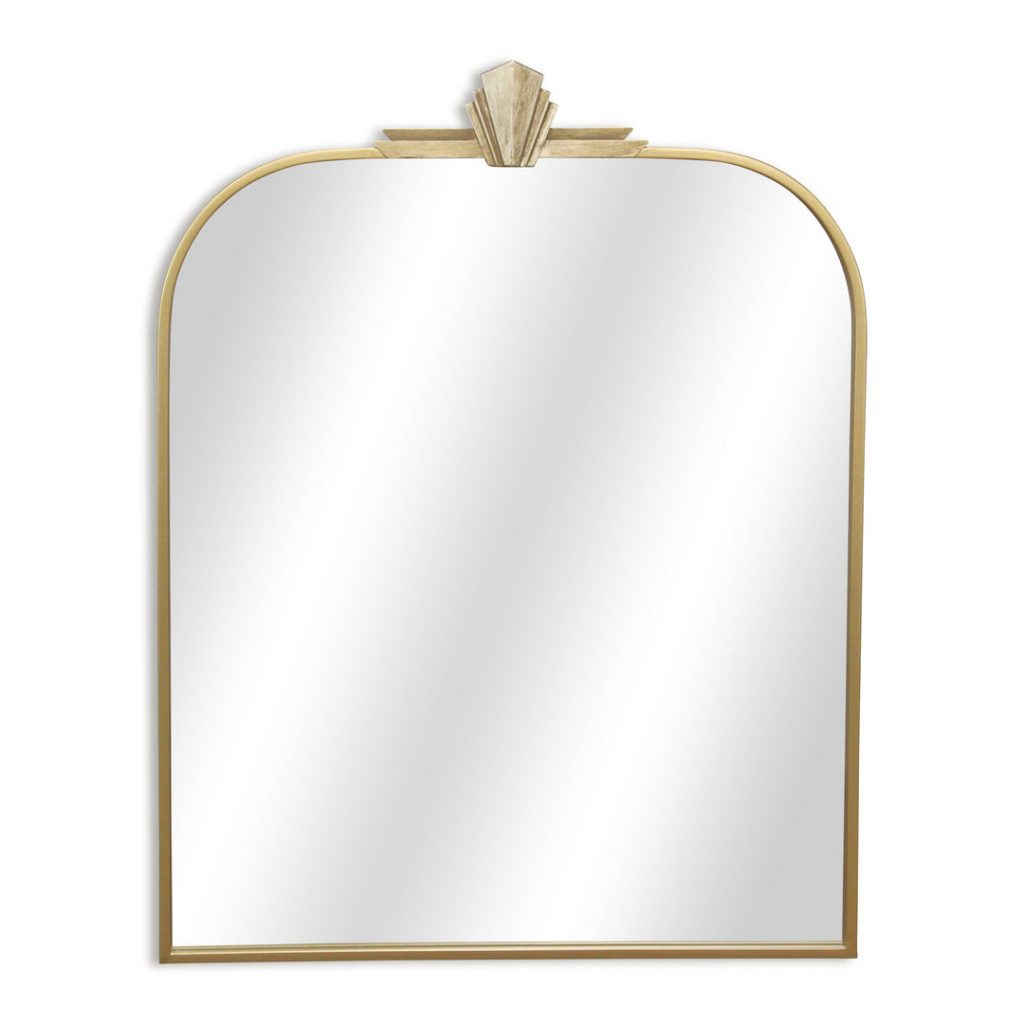 Homeroots - 31" Gold Metal Art Deco Arch Accent Mirror