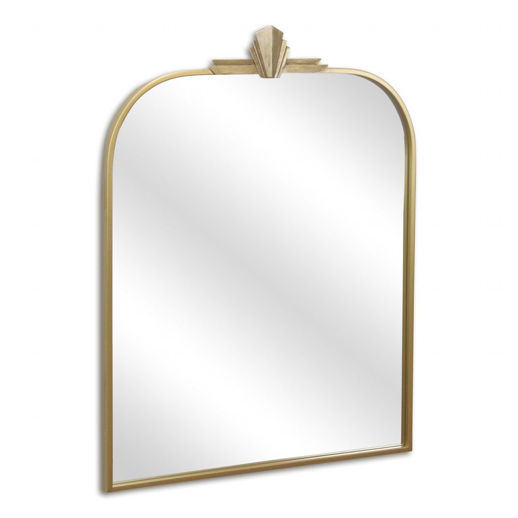 Homeroots - 31" Gold Metal Art Deco Arch Accent Mirror