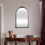 Homeroots - 34" Black Metal Arch Accent Mirror