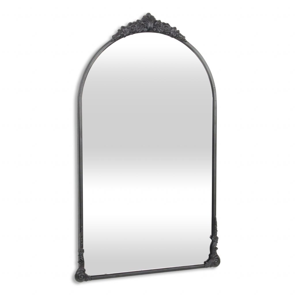 Homeroots - 34" Black Metal Arch Accent Mirror
