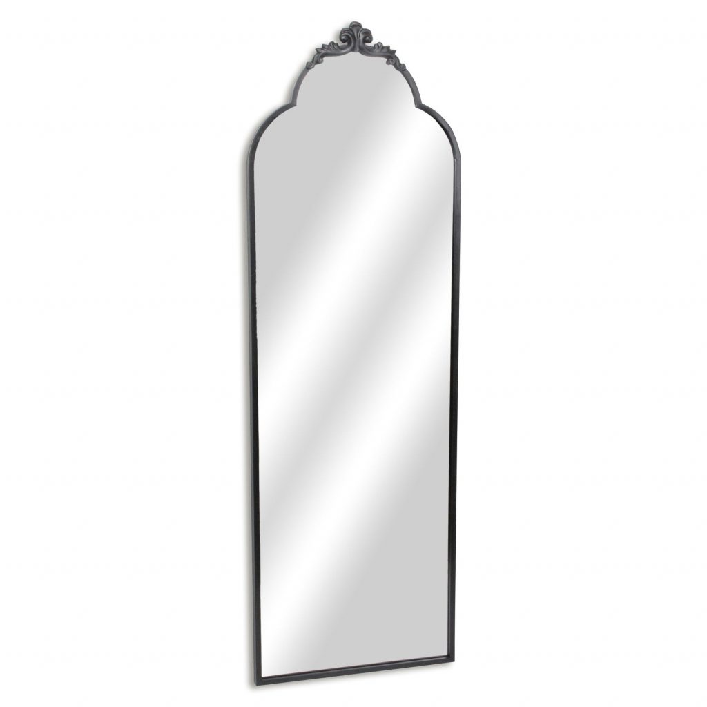 Homeroots - 65" Black Metal Arch Full Length Hanging Mirror