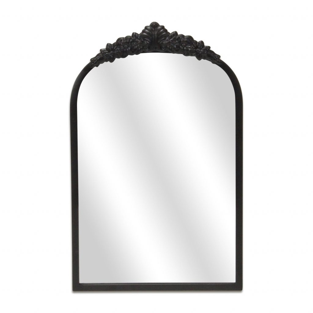 Homeroots - 16" Black Metal Arch Accent Mirror