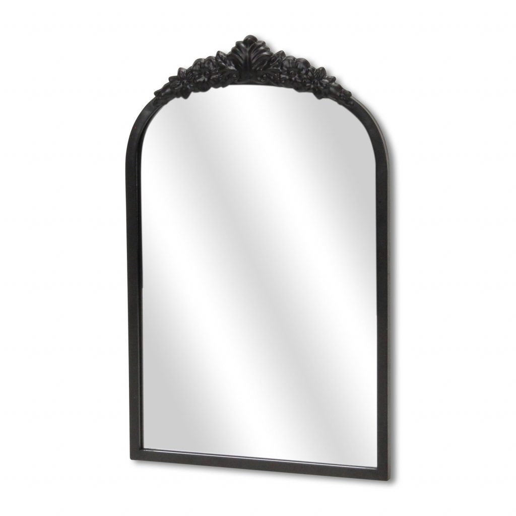 Homeroots - 16" Black Metal Arch Accent Mirror