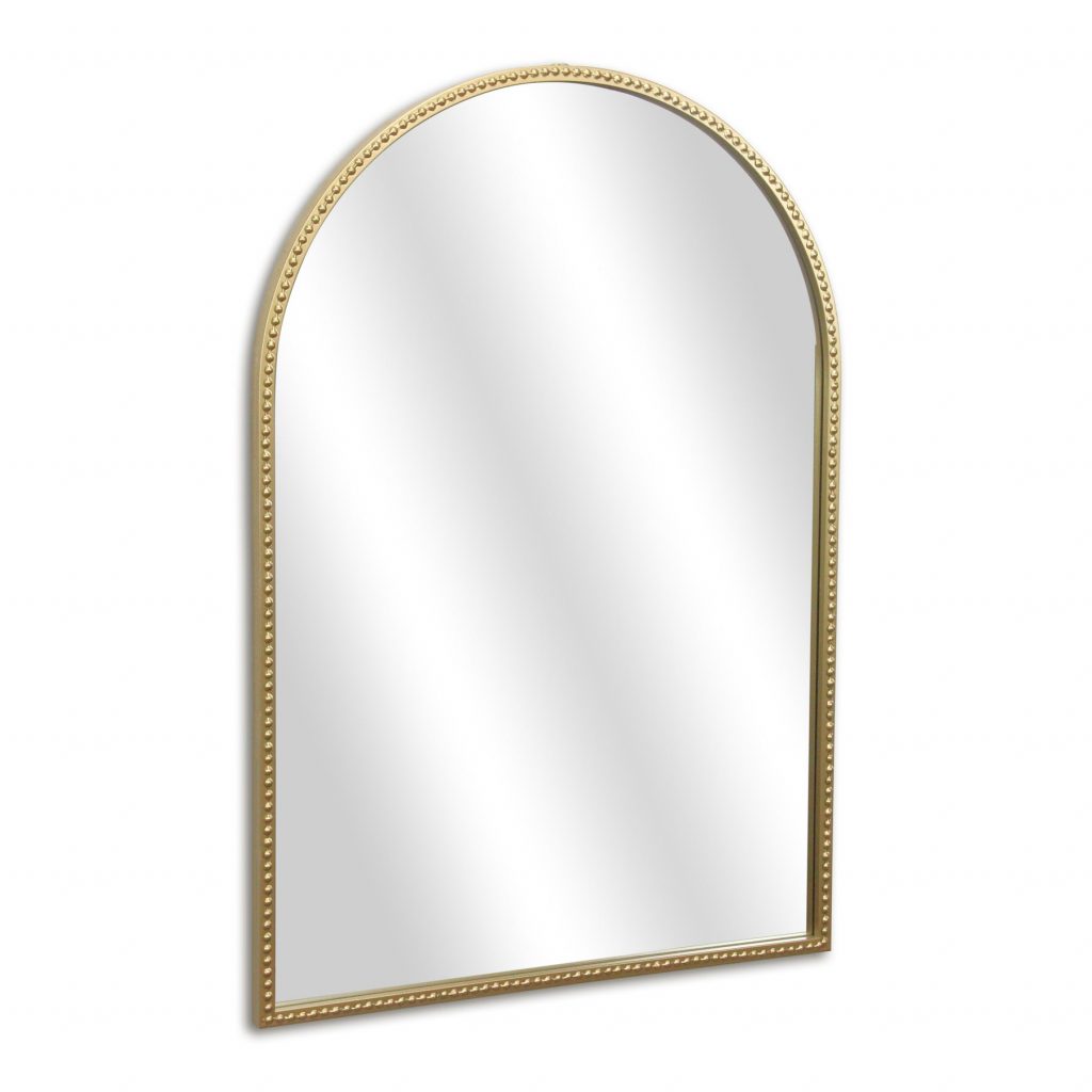Homeroots - 34" Gold Metal Beaded Arch Accent Mirror