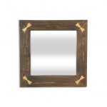 Homeroots - 22" Brown Wood With Gold Bows Square Accent Mirror - Image 2