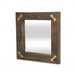 Homeroots - 22" Brown Wood With Gold Bows Square Accent Mirror - Image 5