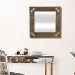 Homeroots - 22" Brown Wood With Gold Bows Square Accent Mirror - Image 9