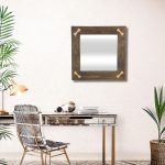 Homeroots - 22" Brown Wood With Gold Bows Square Accent Mirror - Image 8