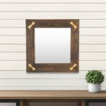 Homeroots - 22" Brown Wood With Gold Bows Square Accent Mirror