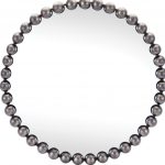 Homeroots - 24" Dark Gray Iron Beaded Round Accent Mirror - Image 4