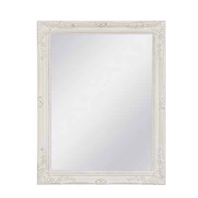 Homeroots - 40" White Wood Ornate Framed Accent Mirror