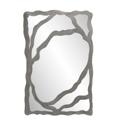 Homeroots - 44" Gray Wood Free Form Framed Accent Mirror