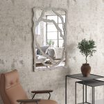 Homeroots - 44" Gray Wood Free Form Framed Accent Mirror - Image 6