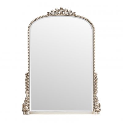 Homeroots - 34" Silver Baroque Arch Ornate Framed Accent Mirror